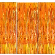 팩 오렌지 술 배경 장식 금속 호일 커튼 중요한 장면에 적합, 1개, 1. Orange