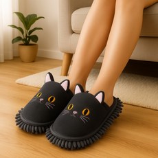 모이플 걸레슬리퍼 걸레실내화 그레이, 청소슬리퍼 고양이 그레이, 1개