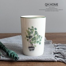 陶瓷漱口杯 綠植花紋漱口杯, 1個, 圓幣草-漱口盃
