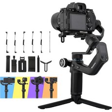 FeiyuTech SCORP 핸드헬드 짐벌 카메라 안정장치 DSLR미러리스 카메라용 소니 캐논 파나소닉 니콘 호환 OLED 화면 및 하단 후면 그립 포함 최대 25kg 적재 가, SCORP Mini-Black
