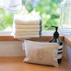 세맘스 어린이집수건 이름자수 고리타올 모달수건 베어 5장 & 파우치, 1세트, 모달 베어 고리수건 5장+ 미니파우치