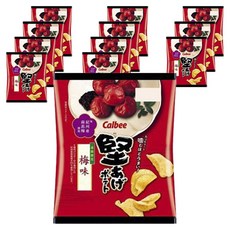 Calbee 卡樂比 切落 仙貝 薯片 梅子 佐料風味 薯片 60g X 12包, 12個