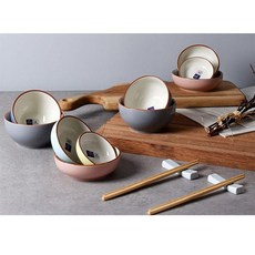 크라운포드 도자기 식기세트 14P 밥공기 국그릇 접시 젓가락 가정용 홈세트 **, 혼합, 1세트