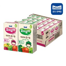 [브랜드정품]요미요미 유기농 주스 125ml 2종 각12팩 총24팩 아기 아이 돌아기 쥬스 음료수 온가족 건강음료