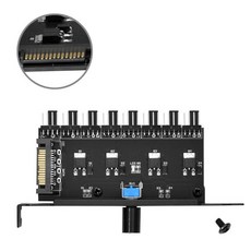 電腦PCI介面8路風扇調速器，SATA供電旋鈕式控制器, 1個, PCI單旋鈕8路調速器（SATA）