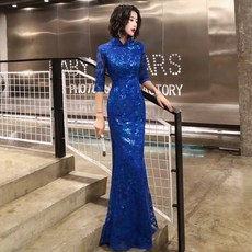 全新中式改良閃片旗袍禮服，宴會派對優雅禮服，展現女性魅力