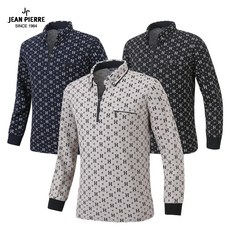 쟌피엘 백화점용 봄/가을 고급 남자 스판 에르스 카라티 카라넥 집업티 중년 골프티 폴로티 골프웨어 긴팔 티셔츠