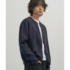 엑스컨테이너 EXCONTAINER 미니멀 버튼 라운드넥 크롭 가디건 DARK NAVY