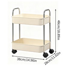 코코데모 다용도 스텐 PP 트롤리, 아이보리, 2단