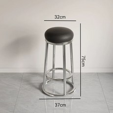 오락실의자 높은 원형스툴 보조 계산대 홈바 키큰 철제 원형 스툴 거실, O. 오일가죽 전기도금 모델 75cm 블랙 두꺼워진 좌