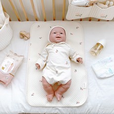 Malolotte 嬰幼兒印花棉質防水墊, 甜蜜鬱金香, 1個