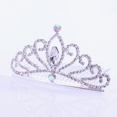 웨딩 왕관 티아라 브라이덜샤워 공주 왕관머리띠, 1개, 은색/silver
