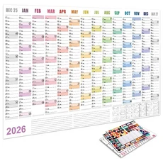 2026 대형 벽걸이 달력 할일 목록 일정 연간 플래너 연간 일일 달력 아젠다 오거나이저 365일 플래너 시트, 1개, 13 03