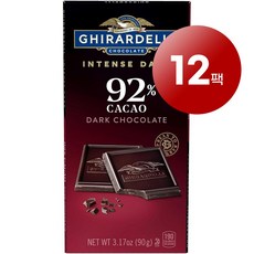 Ghirardelli 인텐스 카카오 92% 다크 초콜릿 바 90g 12개