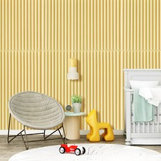 PEONIST 防水自黏條紋壁紙 泡棉磚, 5個, 黃色