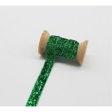 1/8 "3mm 1/4" 6mm 3/8 "9mm 벨벳 리본 DIY 선물 상자 공예 랩 장식을위한 탄성 단일 얼굴 패브릭 트림 없음, 9mm Glitter Green