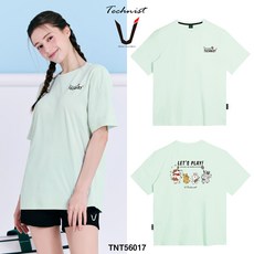 테크니스트 티셔츠 배드민턴 반팔 상의 코튼라이크 오버핏 페일 민트 TNT56017 남녀공용
