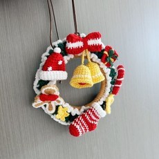 好物推薦 聖誕花環車掛門掛擺件 手工成品聖誕花環 成品聖誕樹針織毛線 新年, 1個, 件手工成品聖誕花環成品聖誕樹針織毛線新年