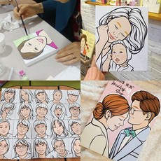 100%수제 셀프 팝아트초상화 DIY 키트 부모님 결혼 생일 커플 기념일 캐리커쳐 팝아트 캔버스 액자, 1인, 추천 정사각 20X20cm(얼굴채색완료), 1개