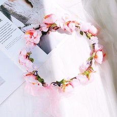 셀프 웨딩 촬영 조화 화관 사진관 스튜디오, 블러썸플라워 화관 - 핑크, 블러썸플라워 화관 - 핑크