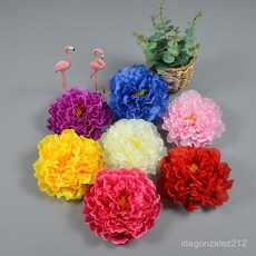 臺灣出貨 20CM大牡丹仿真假花婚禮工程插花創意節日禮物花朵花環配花頭 SEEG, 深紫,直徑20CM, 1個