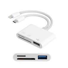 DTAudio聆翔 雙線讀卡機 Lightning/Type-C 雙接口, 1個, USB 雙線讀卡機, 白, CARD-02