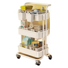 기저귀 팬트리 리빙박스 다용도 정리함 수납함 바퀴달린 트롤리 이동식, 핫핑크 3단 업그레이드, 1