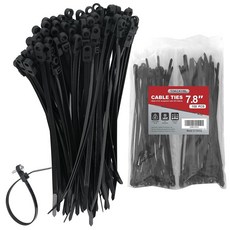 TOKCKYBL 나사 구멍이 있는 튼튼한 지퍼 타이 34kg(75파운드) 인장 강도 실내 및 실외 사용을 위한 19.1cm(7.5인치) 장착 가능한 케이블 블랙 나일론 범용