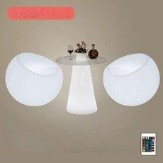 야외 라운지 바 스탠딩 LED 하이 테이블 발광 의자, 70x50cm 테이블 + 애플 스툴 2