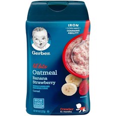 Gerber Lil' Bits 베이비 시리얼 오트밀 바나나 딸기 226.8g(8온스) (226.8g(8온스) (2팩)