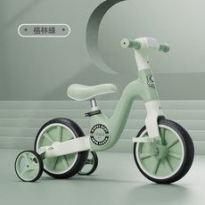 兒童平衡車1-3歲寶寶生日禮物多功能二合一腳踏溜溜車童車, 1個, 格林綠帶燈光