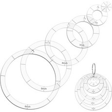 퀼팅 템플릿 원형 바인더 링이 있는 직경 스텐실 6개 1/2/3/4/5/6인치 투명 재봉 자 세트 퀼트 아크 커터 패치워크 DIY 공예 장식 스크랩북용