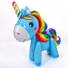 입체유니콘은박풍선 블루 생일파티 호일풍선 파티장식 장식용품 풍선, 1개, 상세페이지 참조