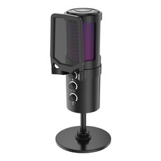PANSHI 방송용 녹음용 USB 스탠드 콘덴서 게이밍 마이크, 블랙, MV2000
