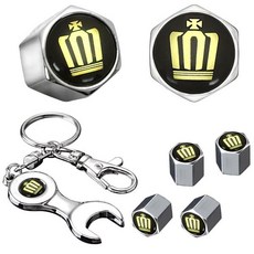 170180 200 크라운 골드 왕관 마크 엠블럼 부착 에어 밸브 캡 도금 바디 타입 전용 렌치 4개 세트 범용품, 한개옵션1