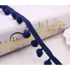 미니 진주 폼폼 프린지 리본 재봉 레이스 니트 원단 수제 DIY 공예 액세서리 4 야드 트림 볼 10 mm, 4yard, navy, navy