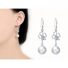 四葉草長款耳墜 日韓版銀飾 防過敏水鑽