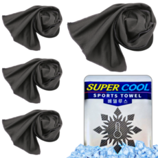 베델루스 쿨링 아이스 쿨타올 만능 스포츠타올, 4개, 카본블랙