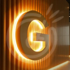 맞춤 제작 LED 3D 간판 금속 백라이트 글자 (실외 사업 매장 방수 광고 디스플레이용), 08 Backglow-Gold, 05 Size D (1 pcs), 08 Backglow-Gold