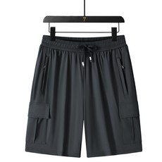 夏季運動冰絲速幹短褲 高彈力五分褲, 無規格, 深灰