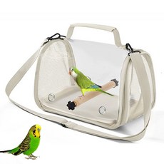 YF 중소형 투명 접이식 앵무새 이동가방 앵무새이동장 새장, 1개, 베이지