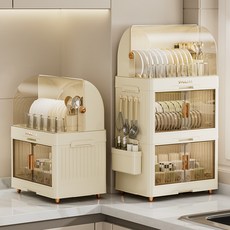 【開發票/統編】廚房碗盤收納架 碗筷餐具瀝水置物架 防塵帶蓋碗櫃 家用大容量碗碟收納箱, 1個, 白色（一層杯架+配支架）