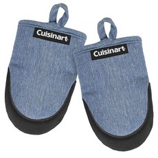 Cuisinart 미니 오븐 장갑 - 14 x 17.8cm(5.5 7인치) 내열성 주방 장갑 미끄럼 방지 네오프렌 손바닥 면 충전재 및 패브릭 루프 포함 요리 베이킹을 위한, Indigo, 1개
