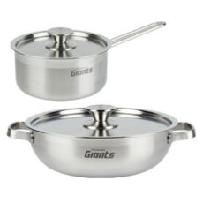 키친아트 인덕션 자이언트S 냄비 세트 2개, 1세트, 편수냄비 18cm + 전골냄비 24cm, 실버혼합