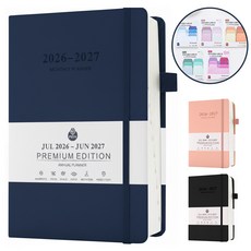 Colvani 2026~2027 비즈니스 날짜형 다이어리 일정관리 A5 휴대용 업무용 기록 노트, 1개, 다크블루