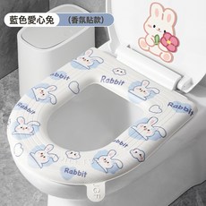 DFMEI 防水馬桶坐墊夏季坐便圈套四季通用家用可愛新款馬桶墊子, 1個, 【升級款】藍色兔+兔子除臭香薰貼₲♜★