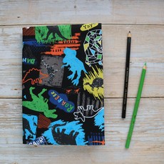 【侏儸紀-黑】書衣 書套 可調式 布書衣，保護書籍，侏儸紀主題設計，可調尺寸, 1個