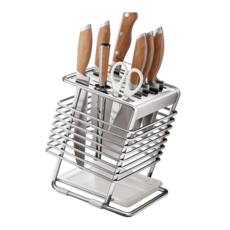 다용도 칼꽂이 수저통 2in1대용량 9구 스텐 칼꽂이, 1개, 기본형