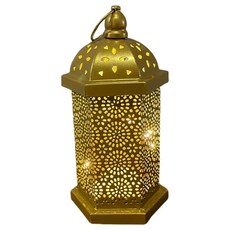 중동 아랍 언 아트 LED 랜턴 걸이 램프 중공 금속 LED 걸이 조명은 홈 데코와 호환됩니다, Gold-Style C, 1개, 사이즈 이미지 참고