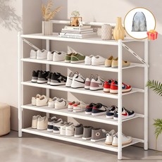 Flyaiku 대용량 접이식 철제 신발장 조립 불필요 튼튼한 현관 수납선반 신발정리대 70cm, 5단, 하양